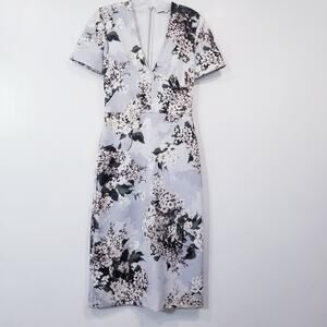 LOVER Floral Print Midi Sheath Dress